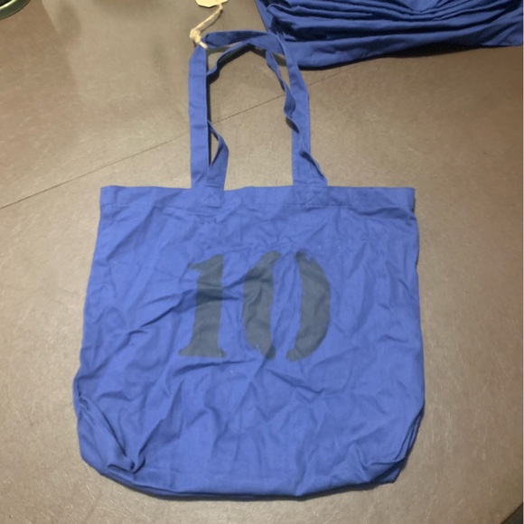 (1) FEED 10 lightweight and foldable classic tote organic cotton Blue Nwt - Picture 2 of 5